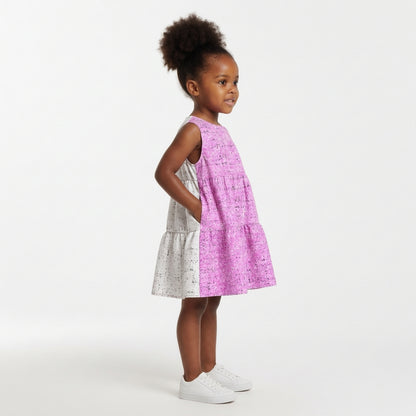 Ruffle Dress without Lining in Lightweight Cotton Poplin – Lilac Floral Speckle