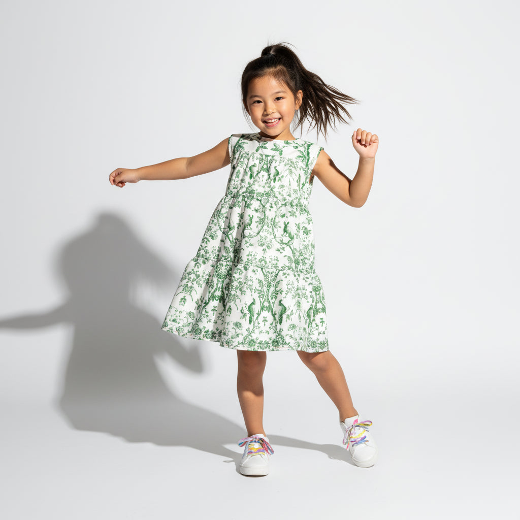 Parrot and Possum Toile Dress - In Vine