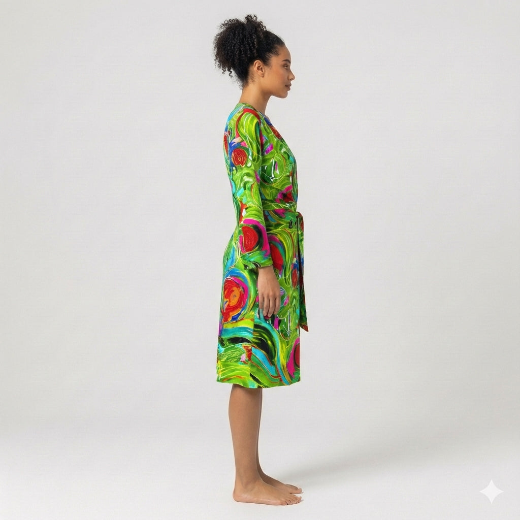 Wrap Dress Pink Water Lilies – Traditional Jersey Wrap Dress