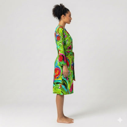 Wrap Dress Pink Water Lilies – Traditional Jersey Wrap Dress