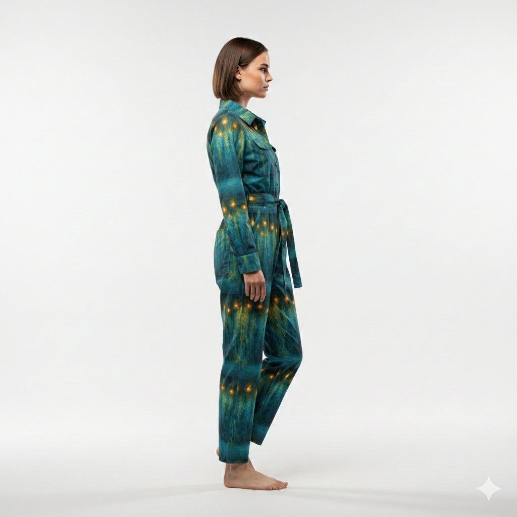 Lightweight Jumpsuit Starlight - Cotton Poplin Button Front