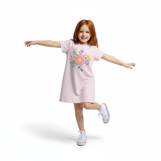 Girl Bright Florals T-shirt Dress