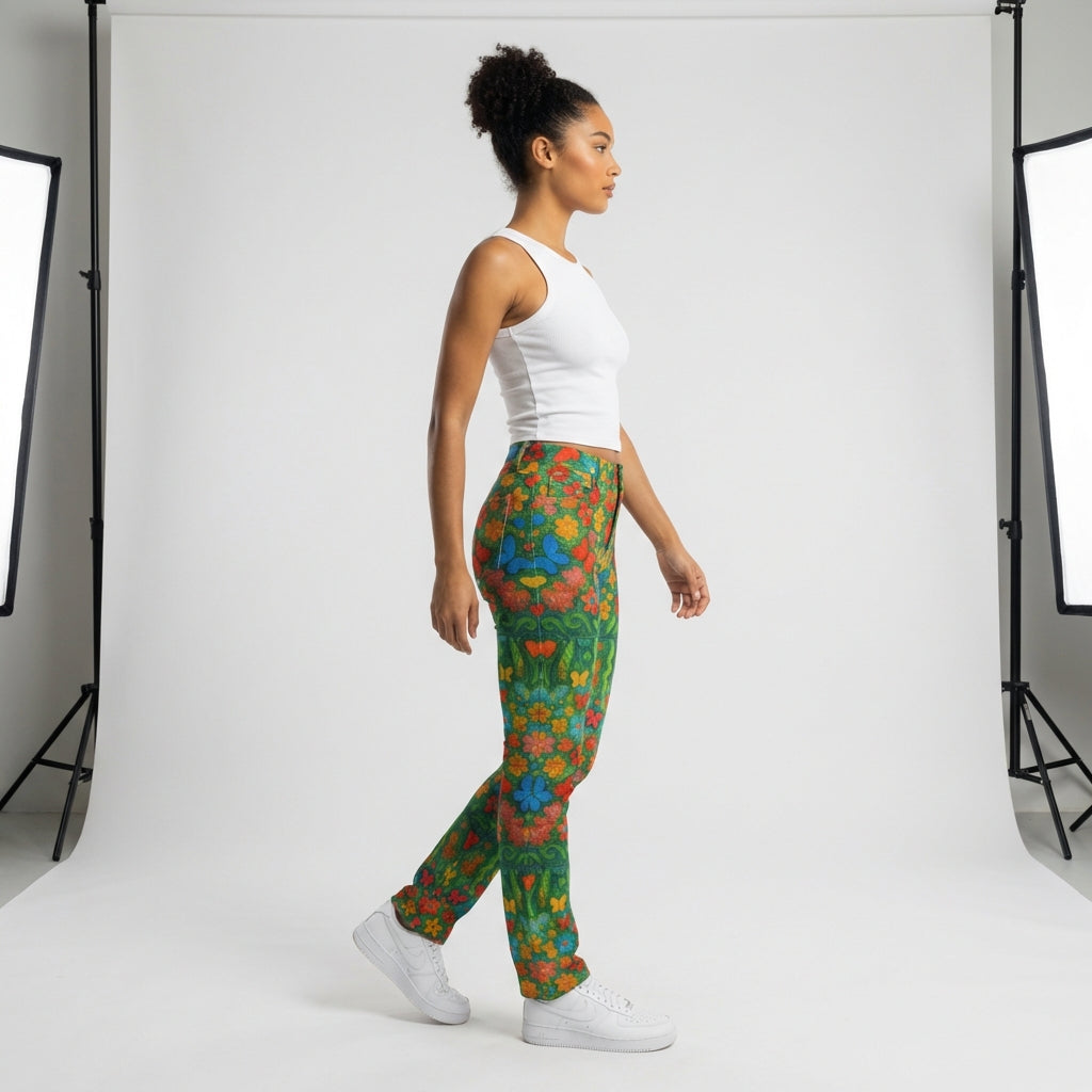Skinny Jeans Butterfly Flowers