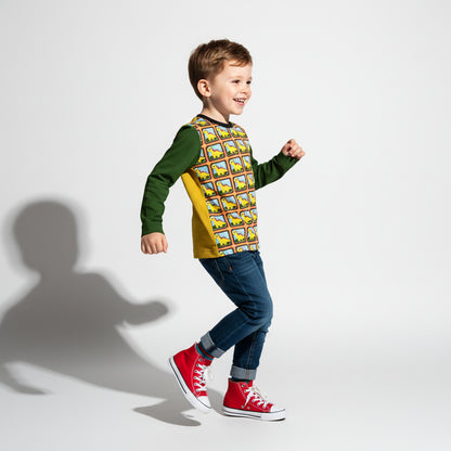 Dinosaur Grid Top – Children’s Long Sleeve T-Shirt