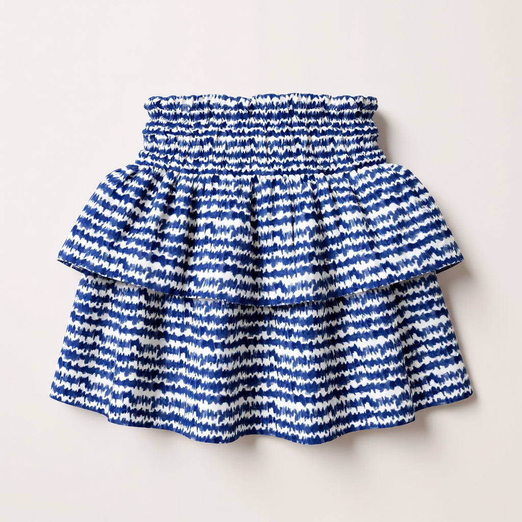 Kid's Smocked Ruffle Skirt in Cobalt Sound