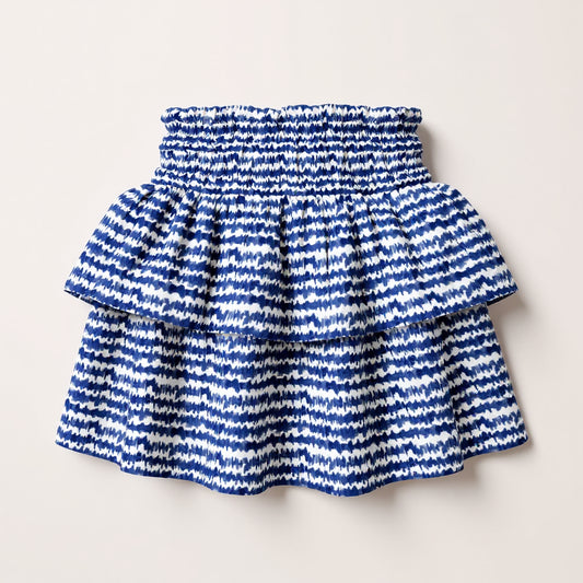 Kid's Smocked Ruffle Skirt in Cobalt Sound