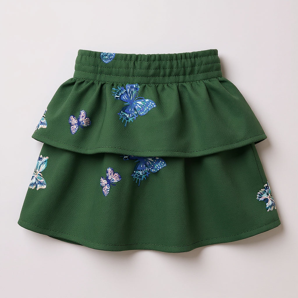 Emerald Fluttering Butterflies Mini Skirt