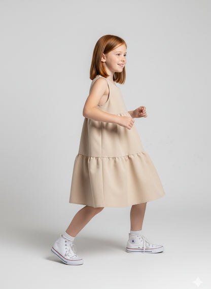 Ruffle Dress without Lining in Pima Cotton Poplin
