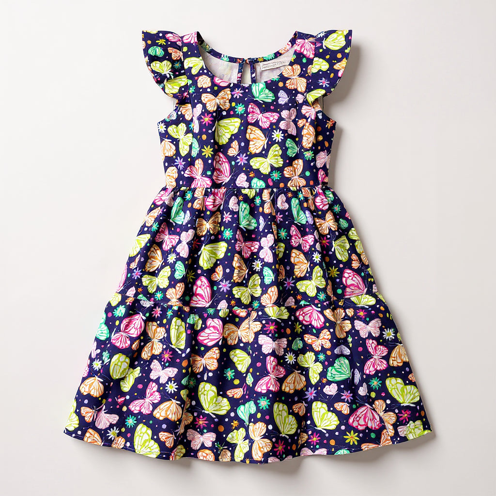 Butterflies Ruffled Dress