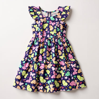 Butterflies Ruffled Dress