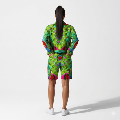 Pink Water Lilies Demin Shorts
