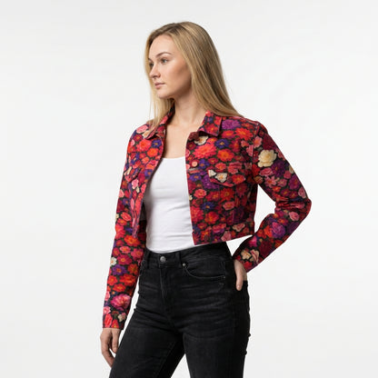 Cropped Jean Cotton Jacket Flower Bed
