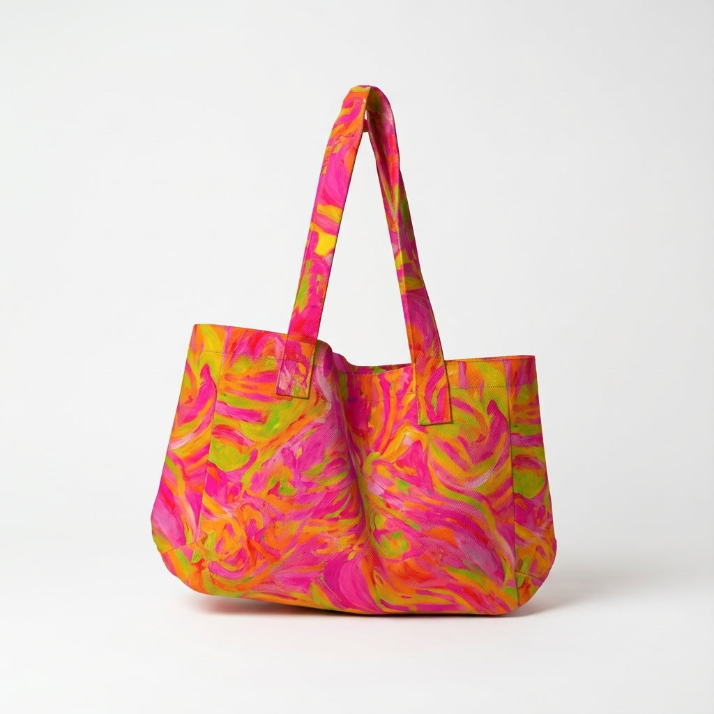 Large Tote Bag Pink Noodles