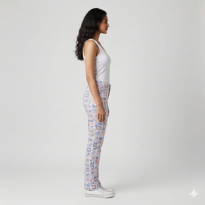 Slim Jeans in Nautical Print Heavyweight Stretch Denim