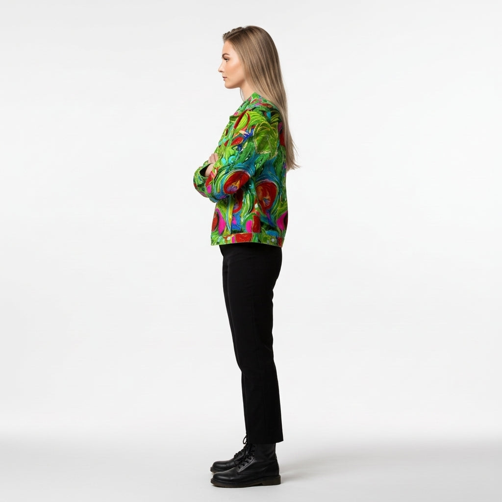 Demin Jacket Pink Water Lilies Jean Jacket