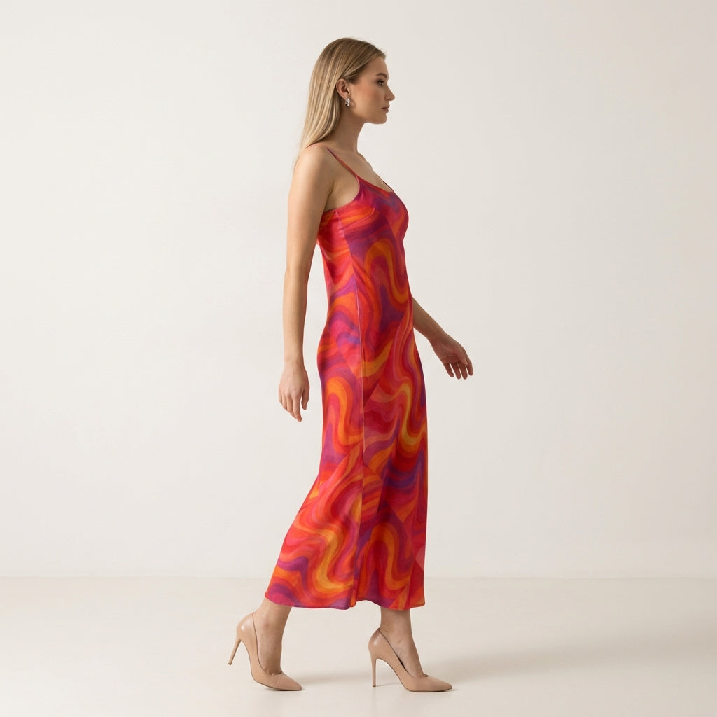 Bias Slip Dress Pink Sunset