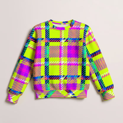 Kid's Neon Plaid Crewneck Sweatshirt