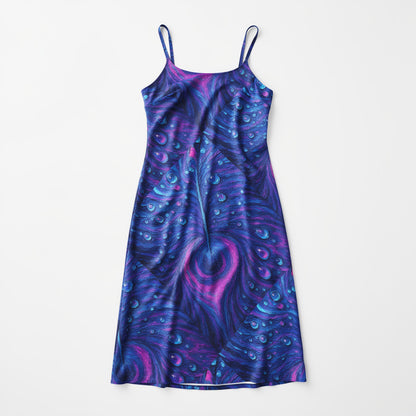 Bias Slip Dress Blue Blue Peacock Feather