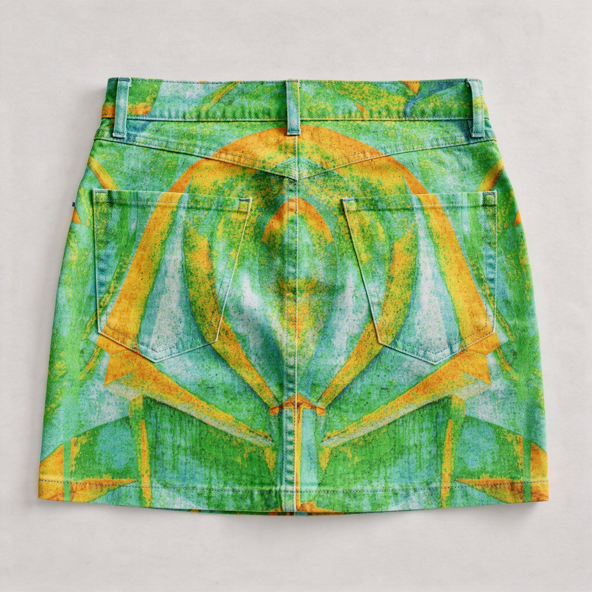 Demin Mini Skirt Palm Tree Island