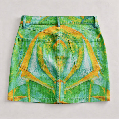 Demin Mini Skirt Palm Tree Island
