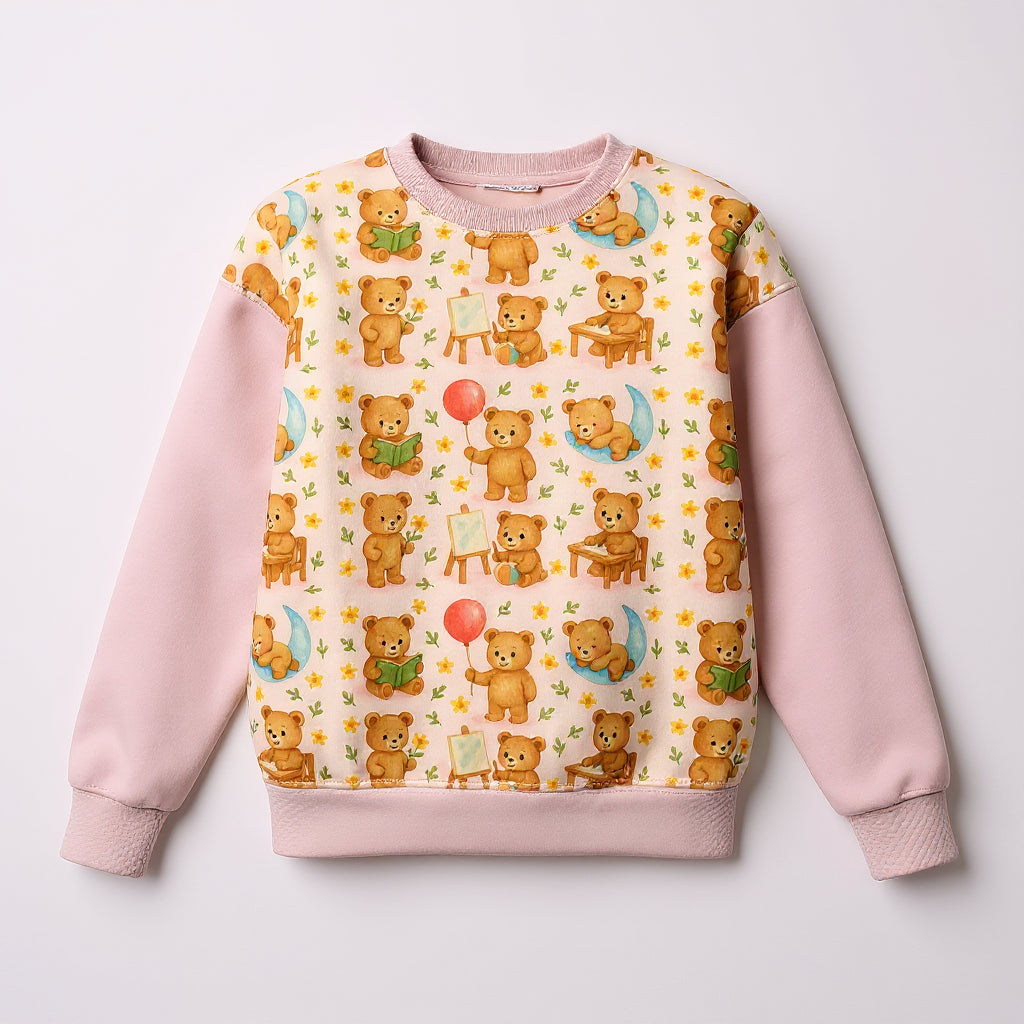 Pink Blouse with Playful Teddy Bears
