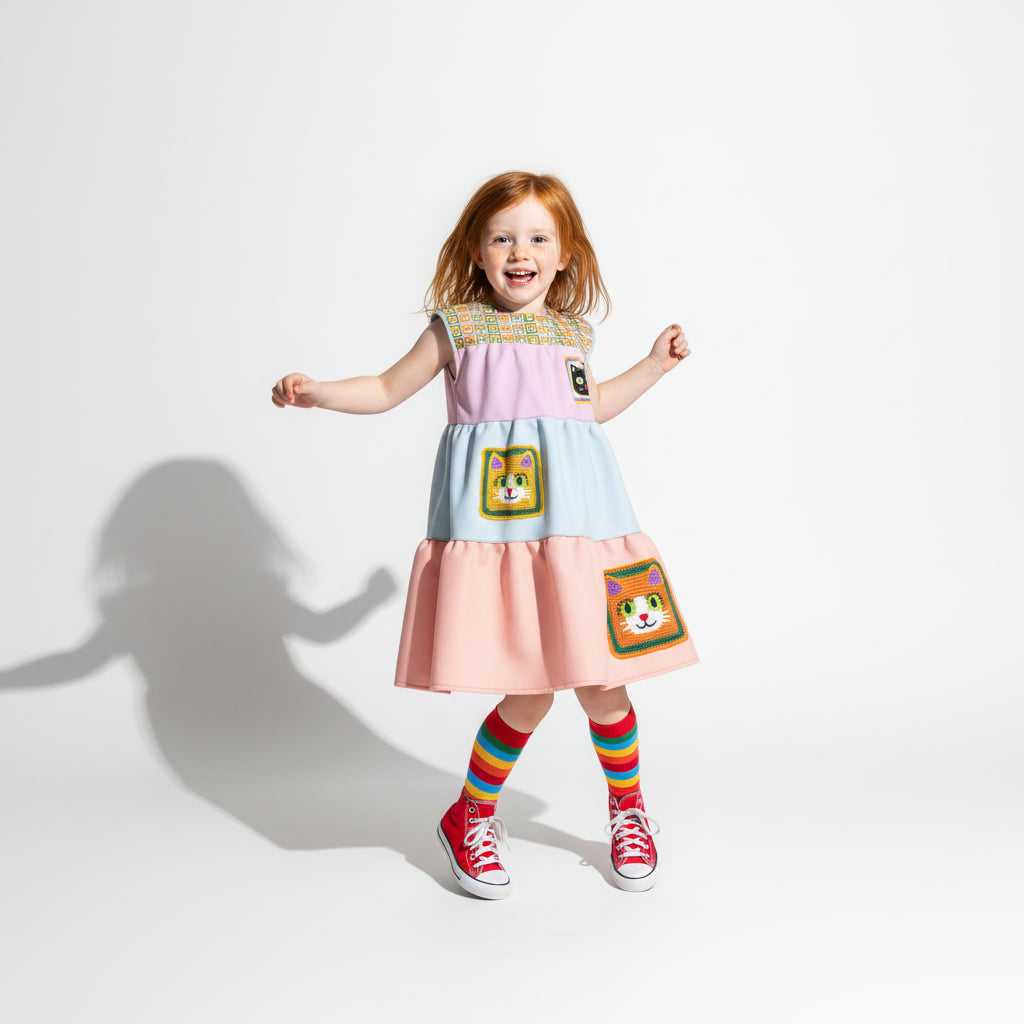 Meowsville Dress in Ice Cream