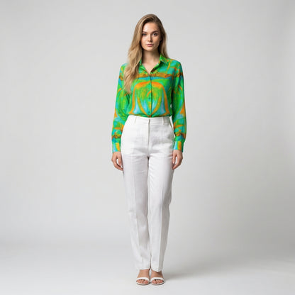 Button Front Shirt Palm Tree Island