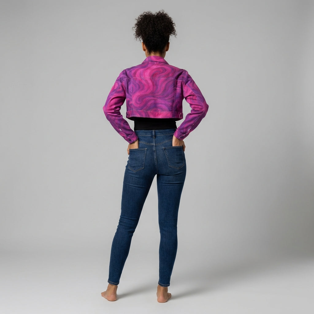 Cropped Jean Cotton Jacket Purple Storm