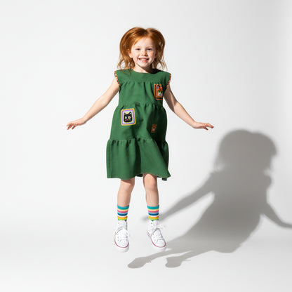 Cat Crochet Dress in Forest Green