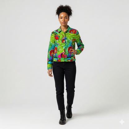 Demin Jacket Pink Water Lilies Jean Jacket
