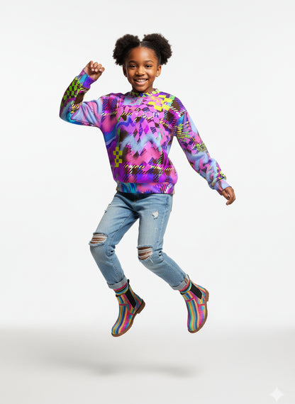 Kid's Chocolate Plaid Scribble Sweatshirt