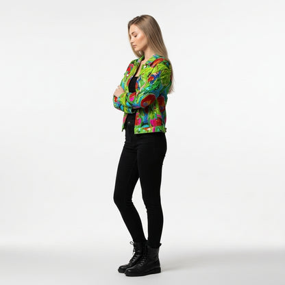 Demin Jacket Pink Water Lilies Jean Jacket