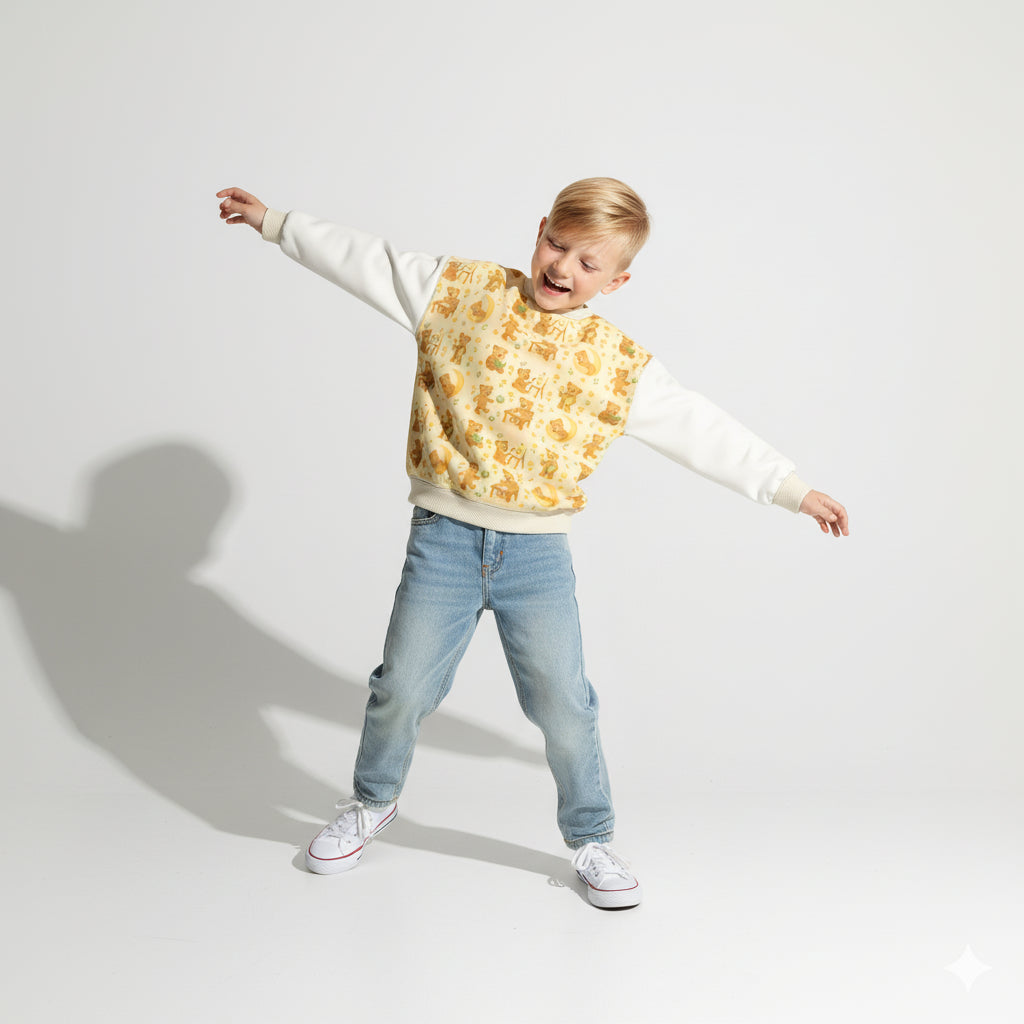 Beige Blouse with Playful Teddy Bears