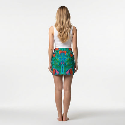 Denim Mini Skirt Floral Swamp