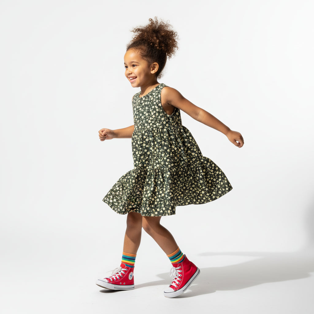 Girl Mini Flower Corduroy Dress