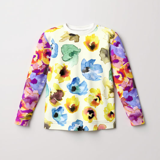 Kids' Watercolor Wildflower Long Sleeve T-Shirt