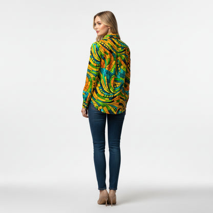 Women's Front Button Shirt Mosaic 11