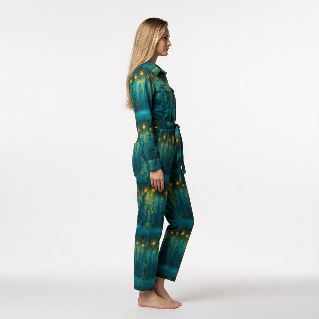 Lightweight Jumpsuit Starlight - Cotton Poplin Button Front