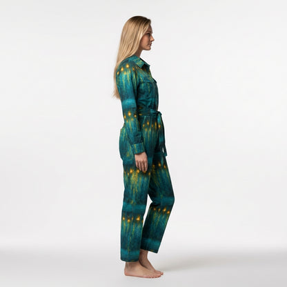 Lightweight Jumpsuit Starlight - Cotton Poplin Button Front