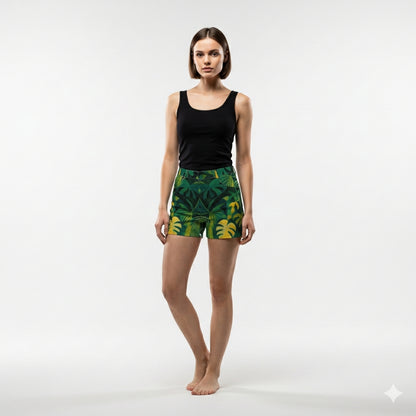 Regular Jean Shorts Green Leaves