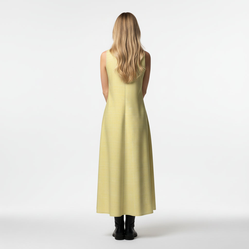 V-Neck A-Line Dress in Lightweight Cotton Poplin