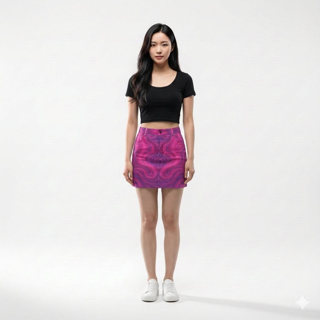 Denim Mini Skirt Purple Storm