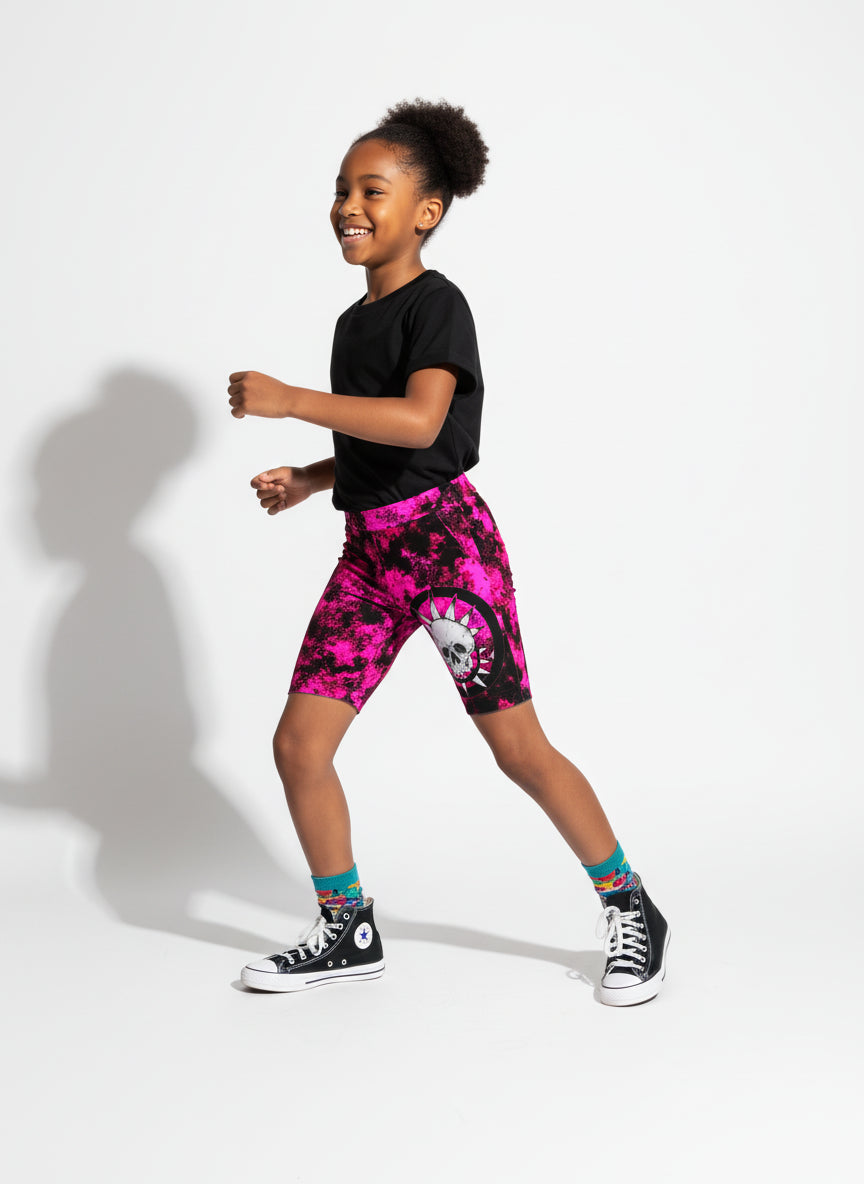 Pink Punk Skull Shorts