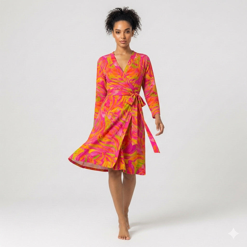 Wrap Dress Pink Noodles – Traditional Jersey Wrap Dress