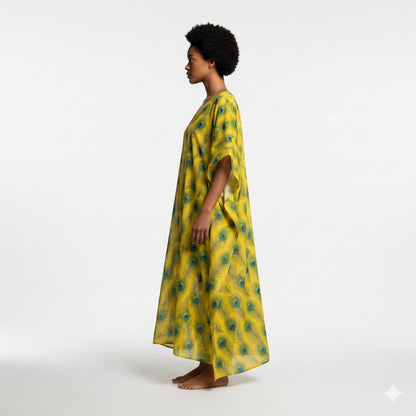 Caftan Yellow Peacock Feathers