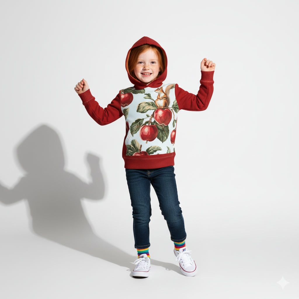 Squirrel Hoodie in Orchard Mischief – Children’s Pullover Hoodie