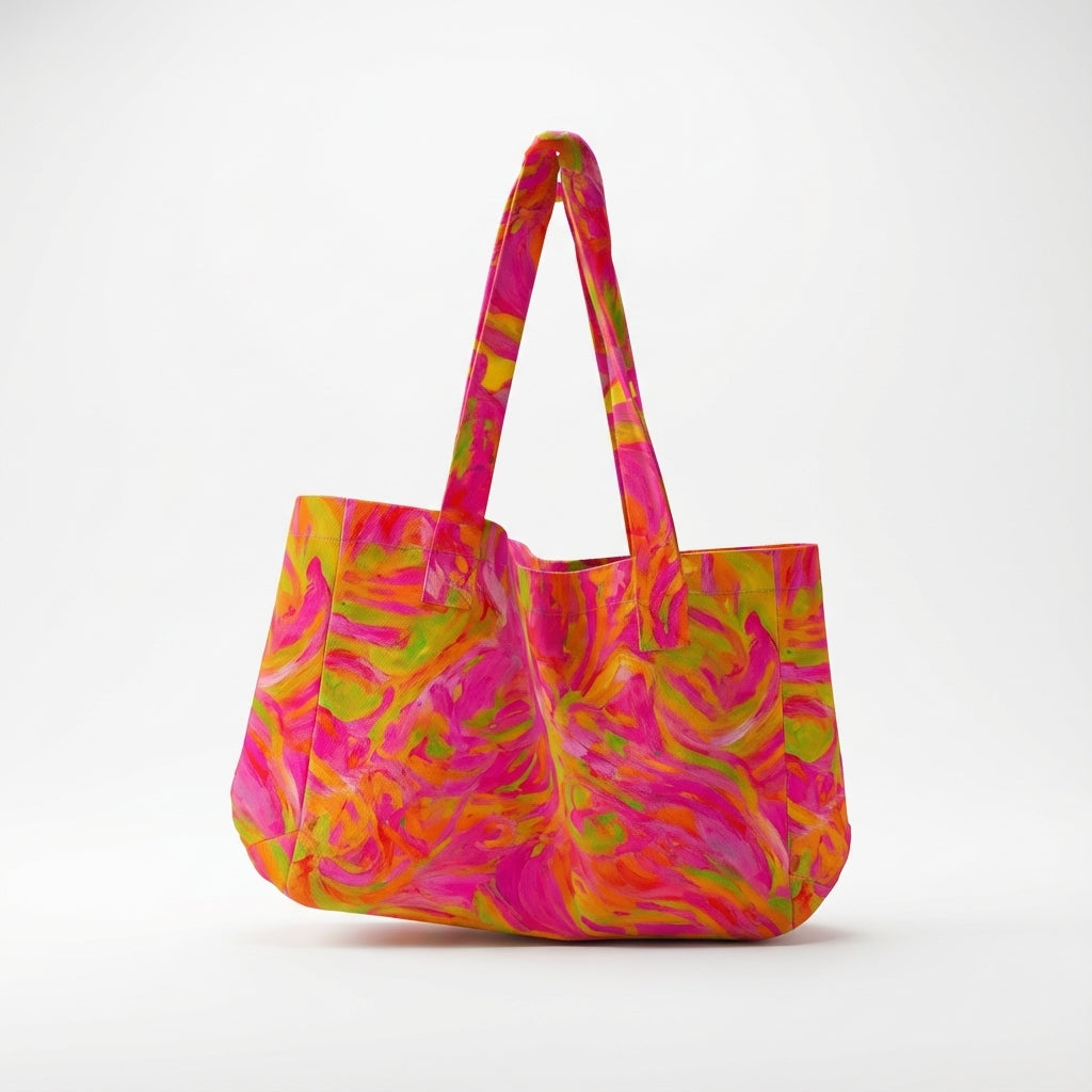Large Tote Bag Pink Noodles