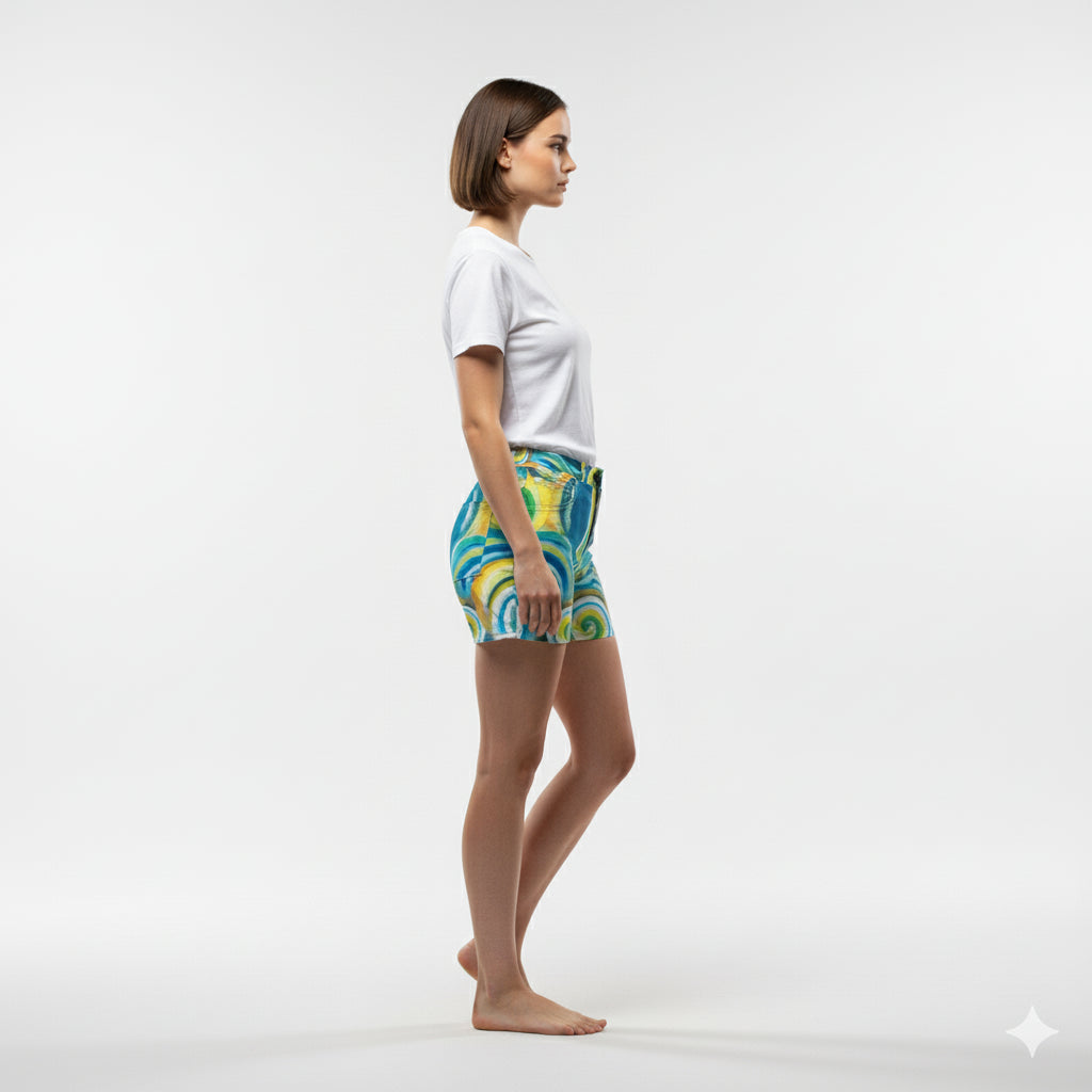 Regular Jean Shorts Sea Swirls