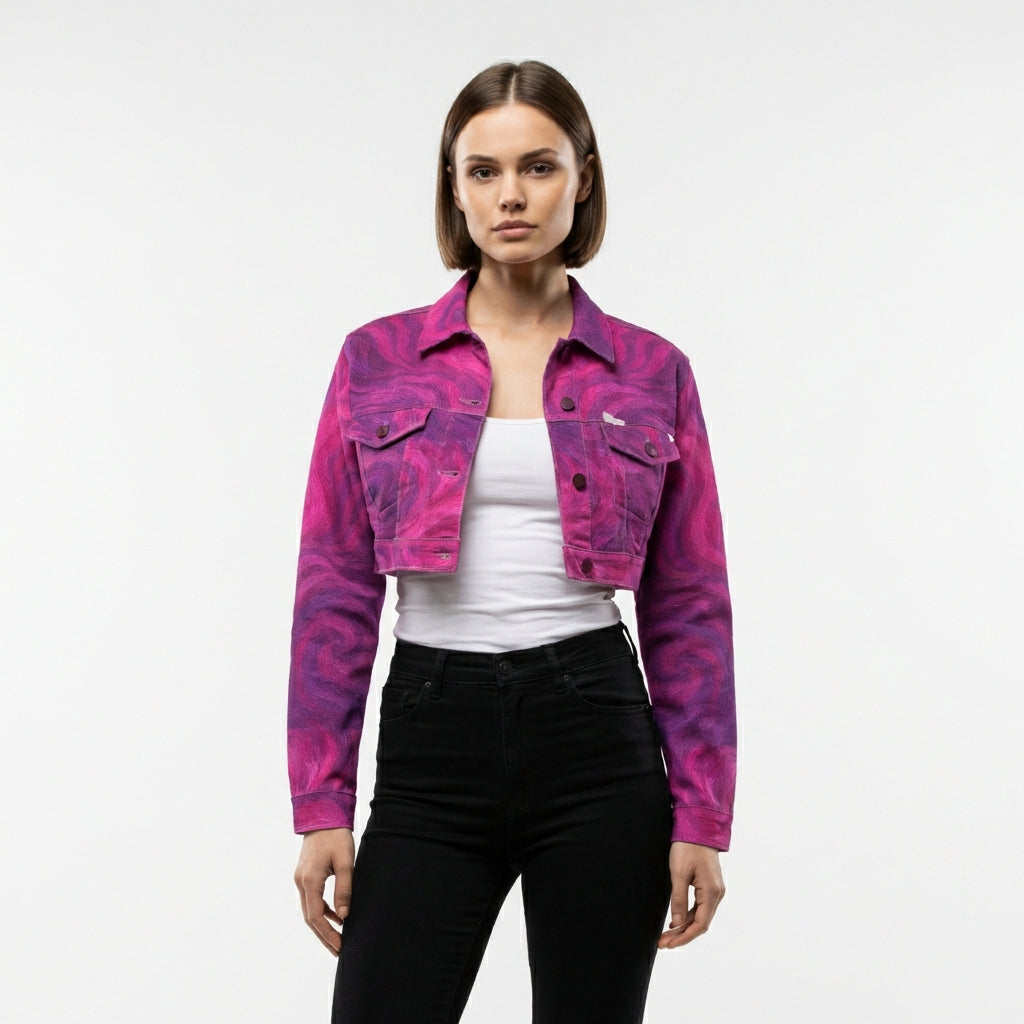 Cropped Jean Cotton Jacket Purple Storm