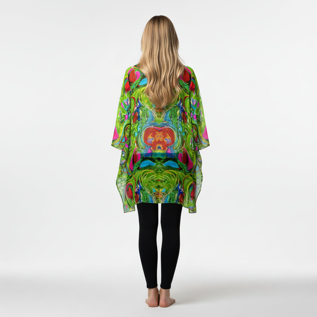 Short Caftan Dress Pink Water Lilies